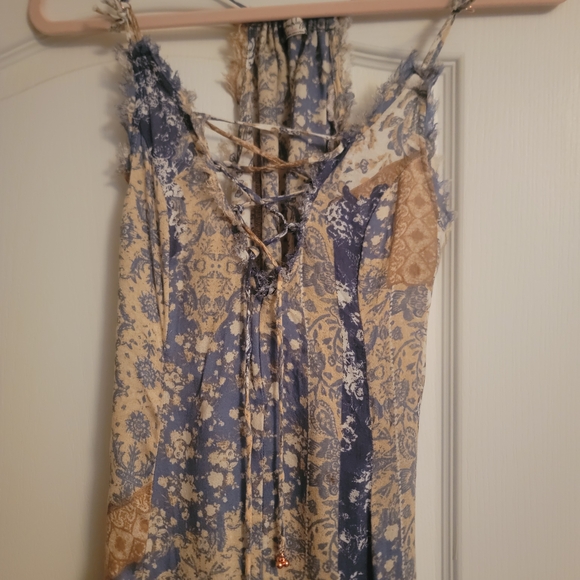 FP Movement by Free People Blue and Cream Patchwork Maxi Dress - Picture 3 of 9
